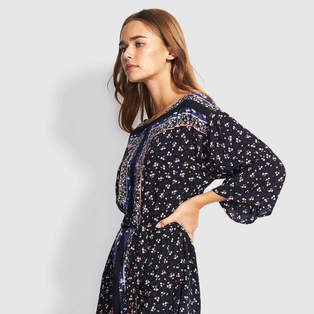 SEAFOLLY REMIX PANELLED COVERUP Patchwork Florals Belted Bohemian Gypsy Vacation